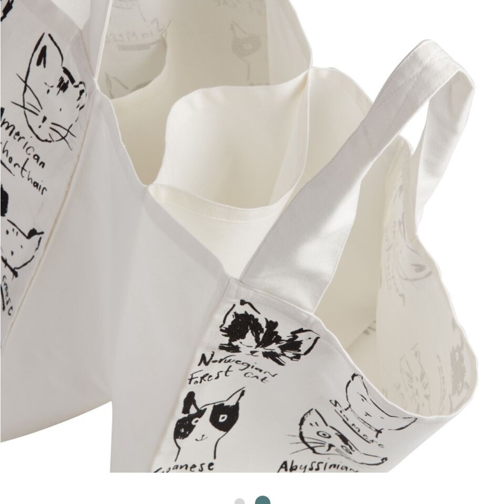 World Market “Illustrated Cats” Canvas Tote Bag - 2 inside pockets - NWT - Picture 8 of 8